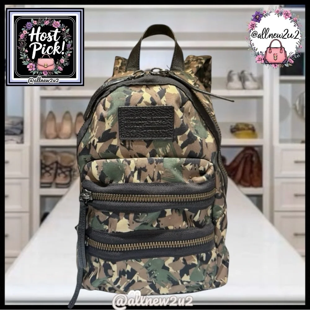 Marc Jacobs Green and Brown Camouflage Backpack
